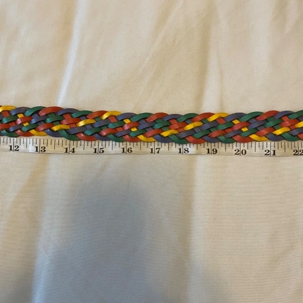 Vintage Rainbow Leather Braided Belt- ML‎